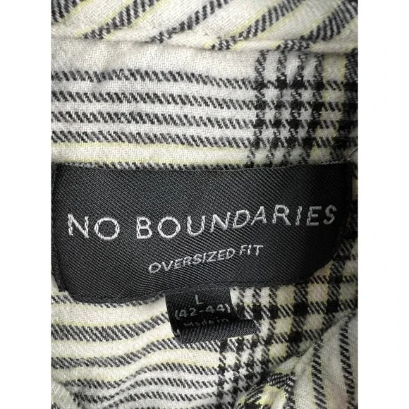 No Boundaries Oversized Flannel Shirt Jacket Hoodie Mens Large Plaid - Picture 3 of 4